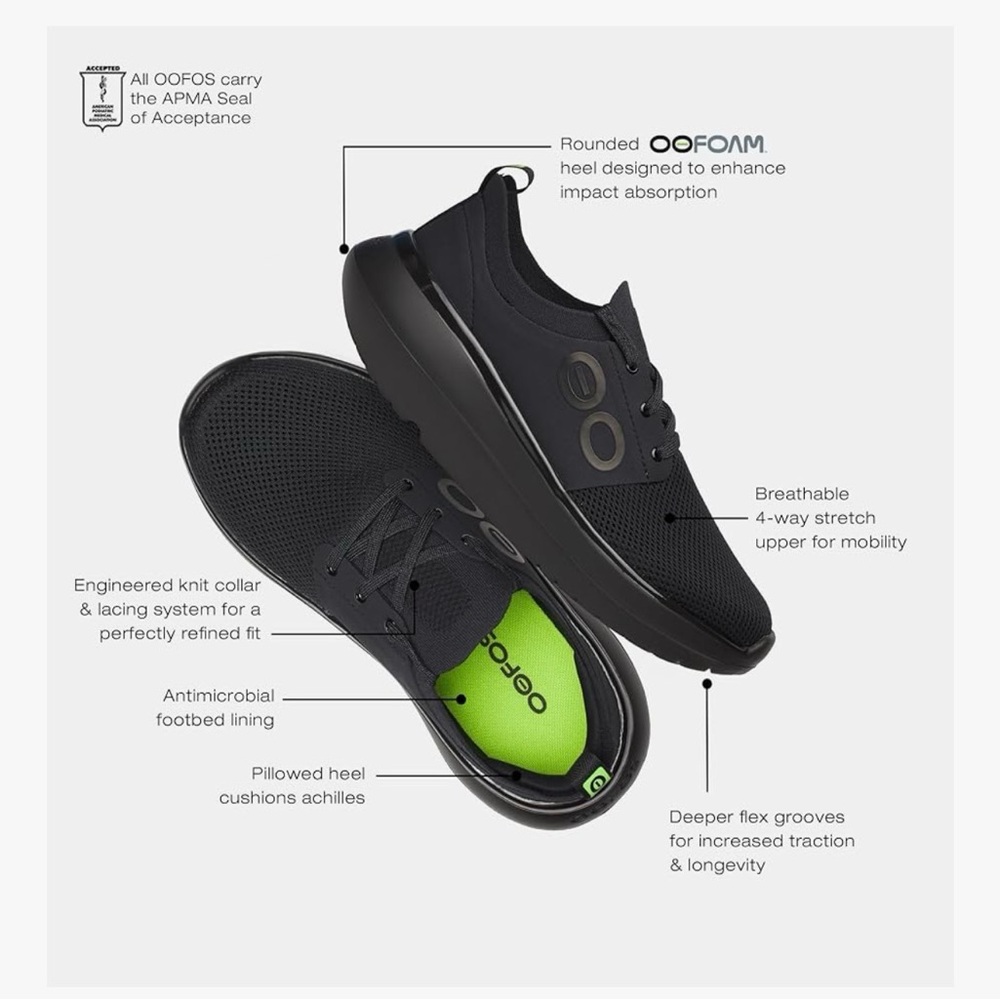 OOFOS Womens Oomy Stride Black Women’s size 7 - Picture 4 of 15